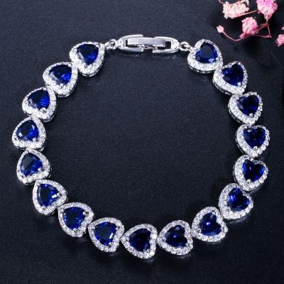 China FASHIONABLE high-end colorful zirconia jewelry AAA bracelet Japanese and Korean fashion women hesrt-shaped girls charm bracelet heart bracelet for sale