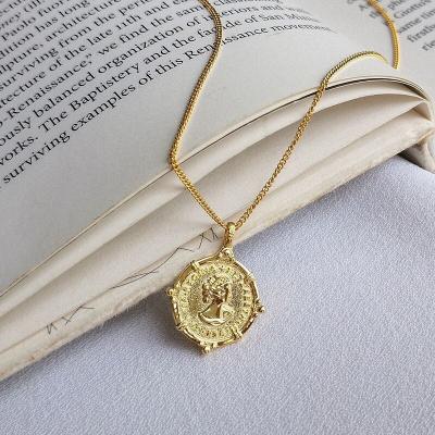 China Vintage Necklace New Designs Custom Jewelry Women Charms Initial Vintage Coin Necklaces 925 Sterling Silver Round Jewels Pendant Necklace for sale