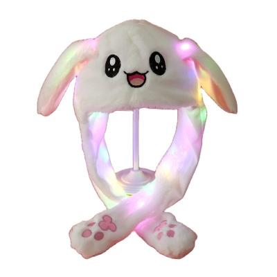 China Pretty Gift Girls Soft Animal Plush Bunny Hat Children Airbag Moving Ears Led Light Up Stuffed Cosplay Party Fancy Dress Winter Plush Hats for sale