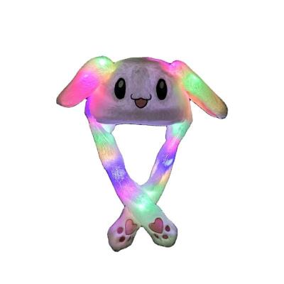 China Pretty Gift Girls Cute Animal Plush Bunny Hat Children Airbag Moving Ears Led Light Up Stuffed Cosplay Party Fancy Dress Winter Plush Hats for sale