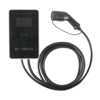 China Tempered glass EV wallbox type 1 cable type 1 cable EV charger 7kw AC 32A display J1772 car charging station wallbox ev charger for sale