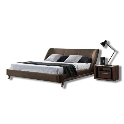 China Soft Modern Simple Design Upholstered Beds Hotel Villa Double Bed Leather King Size Bed for sale