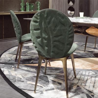 China Modern Modern Fabric Embosed Frosted Metal Dining Rooom Dining Chair Gold for sale