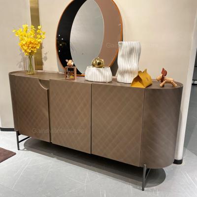 China Luxury LED Fashion Design Dining Room Cabinet Stainless Steel Frame Sideboard for sale