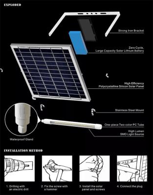 China Garden Solar Panel Tube Light Illuminate Bright Energy Efficient for sale