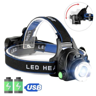 China Convenient Powerful Aluminum Led Headlight Flashlight , High Power Waterproof Usb Rechargeable Aluminum Headlamp for sale