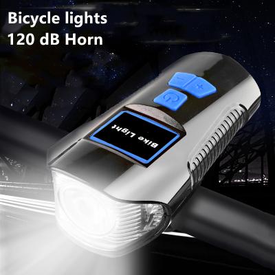 China Usb Front Bicycle Light With Horn Rechargeable, Power ABS Materials Display Waterproof Led Head Light For Bike for sale