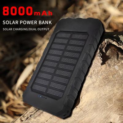 China Outdoor/Travel /Light Indicator OEM Customized High Capacity Solar Power Bank 8000mah Waterproof Portable Solar Powerbank For Camping for sale