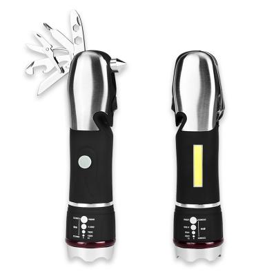 China Multi Tool In A Outdoor Emergency Use Flashlight With Safety Multifunctional Zoomable Hammer Led Flashlight Torches for sale