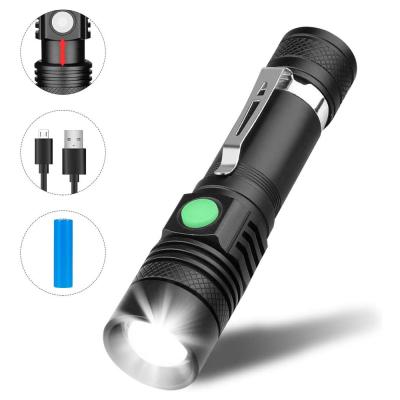 China Backup 18650 Battery High Capacity T6 Led Super Zoom Flashlight With USB Charging Outdoor Lighting for sale