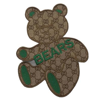 China Cheap price fashion embriodery patch for clothes sewing clothes with holes, embroidered fabric, big double G bear patch, fashion patch for down jacket and sweater for sale