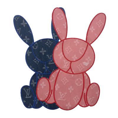 China Cheap price fashion embriodery patch for clothes big rabbit embroidery patch with big ears badge decal clothes down coat denim hole patch for sale