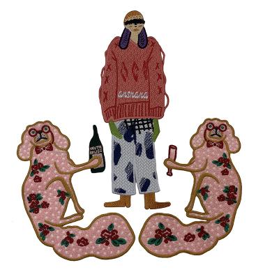 China Cheap price fashion embriodery patch for clothes Australia station personality water-soluble monkey man embroidery fabric cool patch coat T-shirt keeps decorative patch for sale