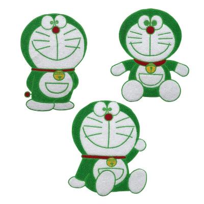 China Cheap price fashion embriodery patch for cute kids cloth clothes cartoon towel embroidery patch green doraemon clothing accessories decorative decal for sale