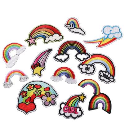 China Cheap price fashion embriodery patch for clothes embroidery fabric patch computer-managed adhesive ironing wholesale patch label embroidery patch rainbow badge apparel patch for sale