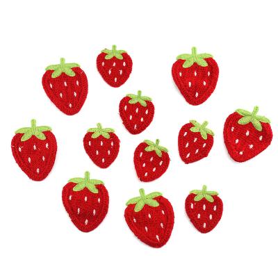 China Cheap price fashion embriodery patch for hand imitation crochet embroidery strawberry cloth patch clothing bag hairpin decoration DIY patch accessories woven water soluble by clothes for sale