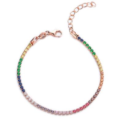 China CLASSIC 925 Sterling Silver NC Diamond Rainbow Stone Tennis Women Bracelet for sale