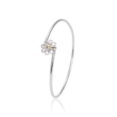 China ZHILIAN FASHIONABLE Bangle 925 Silver Wide Braccial Argento 925 Silver Flower for sale