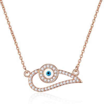 China ZHILIAN Eco-Friendly 925 Sterling Silver Jewelry Rose Gold Plated Micro Inlay Zircon Bling Evil Eyes Women Jewelry Necklace for sale