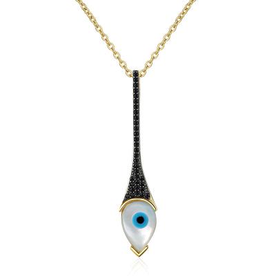 China Eco-Friendly 925 Sterling Silver Big Evil Eye Gold Plated Necklace for sale