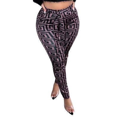 China M3096 2021 New Anti-wrinkle women's printed yoga workout bodycon hip-lifting pants for sale