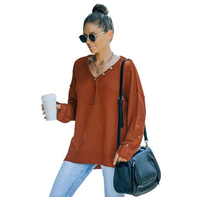 China Hot Selling New 2021 Anti-wrinkle V-Neckline Long Sleeve Loose Sweater J11791 For Autumn/Winter for sale