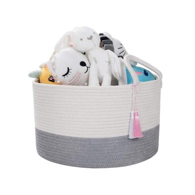 China Eco-friendly OEM & ODM Laundry Cotton Foldable Storage Box Rope Woven Basket for sale