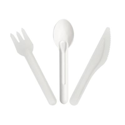 China Biodegradable Compostable White Disposable Sugarcrane Bagasse Tableware 16cm Sugarcane Bagasse Paper Pulp Cutlery for sale