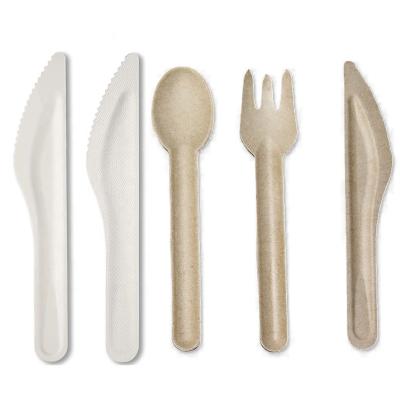 China Wholesale Bagasse Knife Fork and Spoon Compostable Sugarcane Cutlery Set Sugarcane Bagasse Tableware 16cm for sale