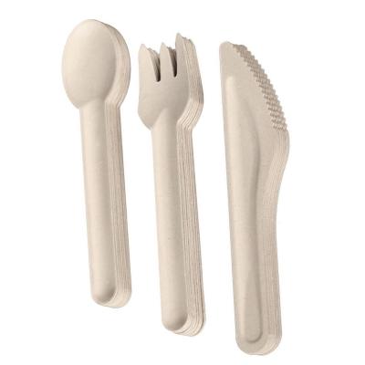 China Custom Disposable Sugarcane Bagasse Cutlery Bagasse Cutlery Fork Knife Sugarcane Bagasse For Sale 16cm for sale