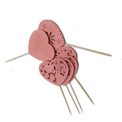 China Pick Modern Factory Wholesale Compostable Heart Sticks Bamboo Decor for sale