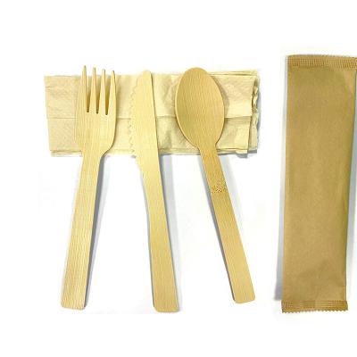 China Home Wholesale Disposable Wooden Cutlery Spoon Hotel Restaurant Knife Bamboo Spoon Knife Set Fork for sale