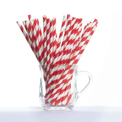 China Disposable Kraft Paper Straws Drinking Paper Straws 100 Pcs Biodegradable Stripe Paper Straws for sale