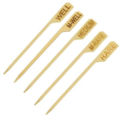 China Wholesale Grilling Kebab Platter Easily Cleaned Bamboo Haddle Skewer 4.7 Inches Customized Stamped Bamboo Barbecue Teppo Skewer for sale