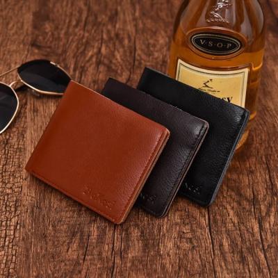 China Wholesale Custom Hot Short Thin Male Purses Vintage Style Money Card Clip Leather Wallet Anti-theft Men for sale