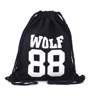 China Custom shopping bag promotion fashion trend dot canvas cotton school drawstring bags backpack bag for sale