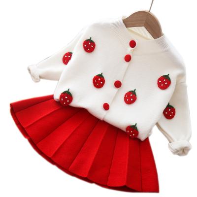 China Anti-Shrink Baby Clothes Sets Winter Warm Sweater Outfits Girls O-Neck Sweaters Coat + Tutu Skirt Suits Kids Clothing for sale