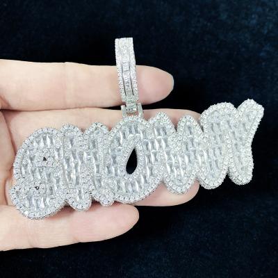 China Hotsale TRENDY Wand Zircon Customized Choker Initial Necklace Name Plate Ice Out Bling HIPHOP Pendant New Design for sale