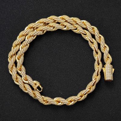 China Hiphop 8mm Iced Out Bling Miami Full Rope CZ Cuban Link Chain Choker For Men 18k Gold Plated Hiphop Necklace Or Bracelet for sale