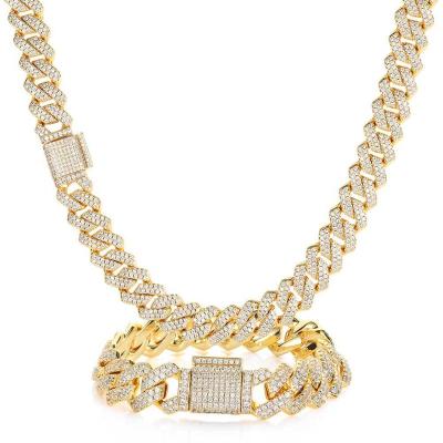 China 14mm Iced Out Hiphop Chains For Men Miami Cuban Link Necklace Luxury Micro Paved CZ Fashion Hip Hop Cuban Chain Jewelry for sale