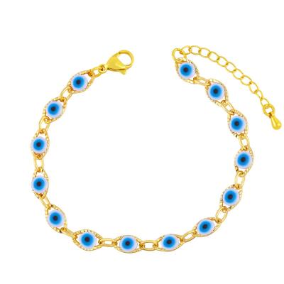 China 2022 FASHIONABLE New Arrival Bule Evil Eye Beads Charm Bracelets Gold Plated For Women Fashion Jewelry Wholesale for sale