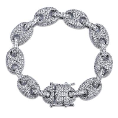 China Hot SaleMen Hip-Hop Bracelet Solid Ice Out Micro-Set Cuban Zircon Fashion Chain Jewelry for sale