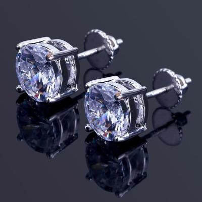 China 2020 Hot Sale Hiphop Ice Out Zircon Earrings Micro-inserted Around Linear Zircon Earrings for sale