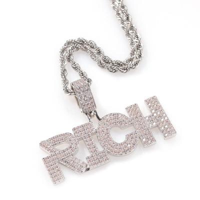 China Hot Hiphop Zircon Necklace Men And Women English Alphabet Pendant Necklace SaleAlphabet for sale