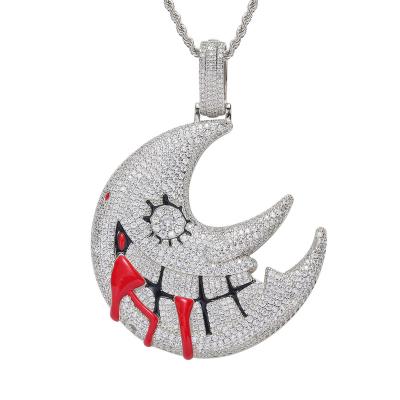 China Hip Hop Hip Hop Moon Necklace The Big Iced And Redd Trippie Pendant Same Paragraph Overdone Funny For Man Jewelry for sale