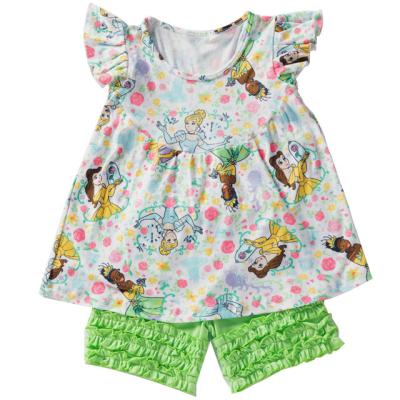 China Dry Cleaning Spring Girls Bunny Rabbit Blue T-shirt Cheetah Bell Pants Baby Kids Easter Cross Teams 2 Pcs Set for sale