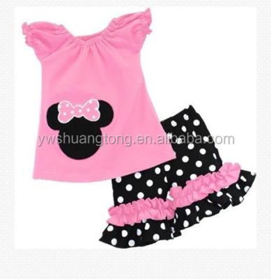 China Wholesale QUICK DRY baby clothes toddler cotton tops with bow cowhide ruffle bell bottom big pants kids girls dress sets for sale