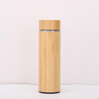 China Best Selling PORTABLE Natural Bamboo Color 450ml Vacuum Insulated Bottle With Lid for sale