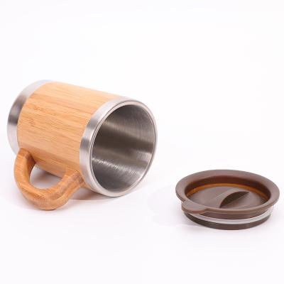 China Sustainable Spill Prevention Style Bamboo Stainless Coffee Mug Morden With Anti-Slip Pad Bottom for sale