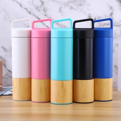 China PORTABLE Success Vacuum Bamboo Coffee Water Cup Bottle Stainless Steel Reusable Water Bottle for sale